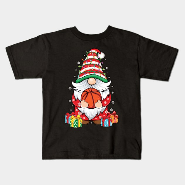 Cute gnomes Basketball lover Christmas gnome Basketball Kids T-Shirt by UNXart